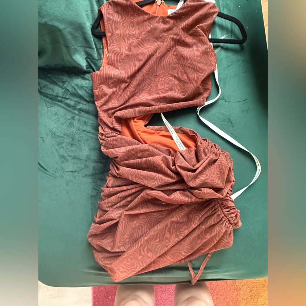 HOUSE OF CB Rust Red Patterned Dress